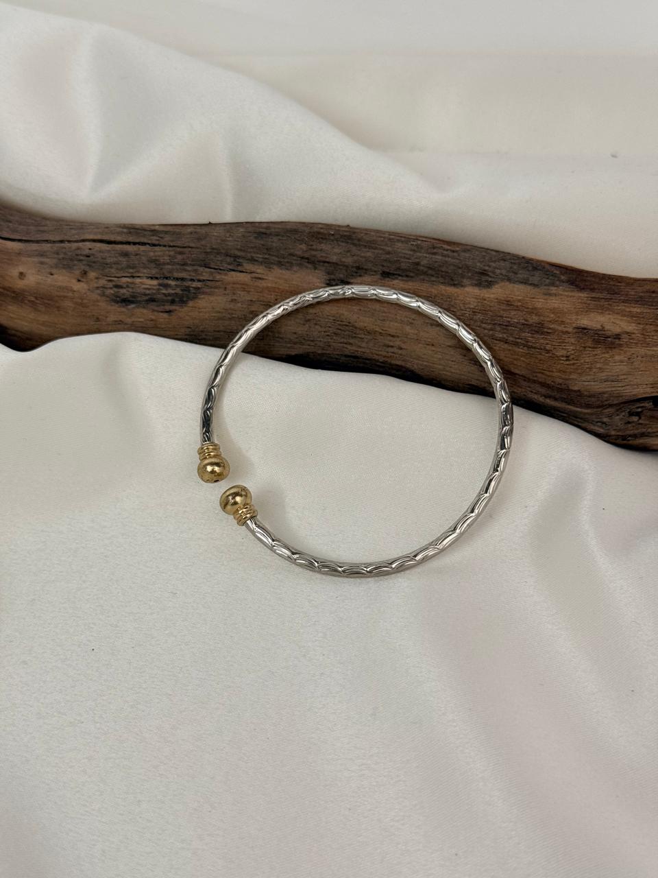 Dual Tone Adjustable Silver Bangles