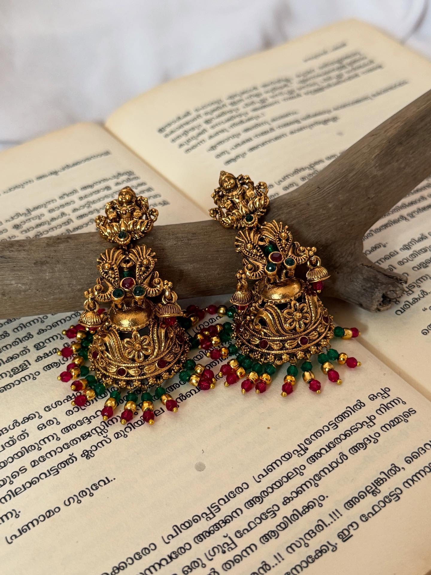 Multicolor Lakshmi Gold Jhumka