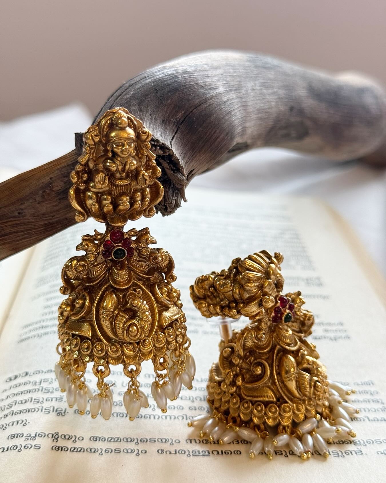 Rice Pearl Drops Heavy Gold Jhumka