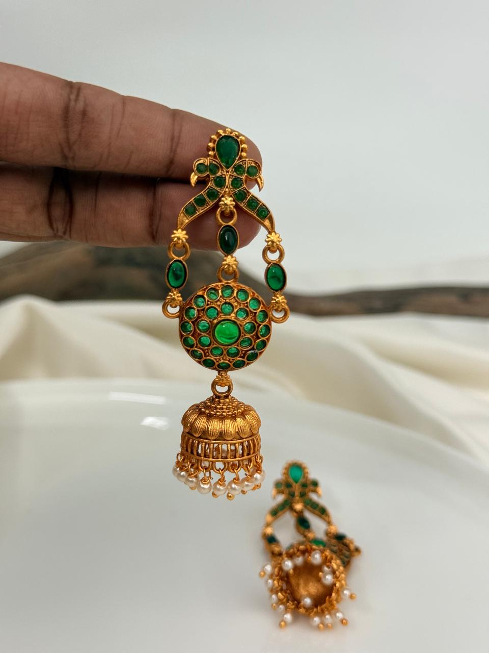 Green Kemp Gold Jhumka