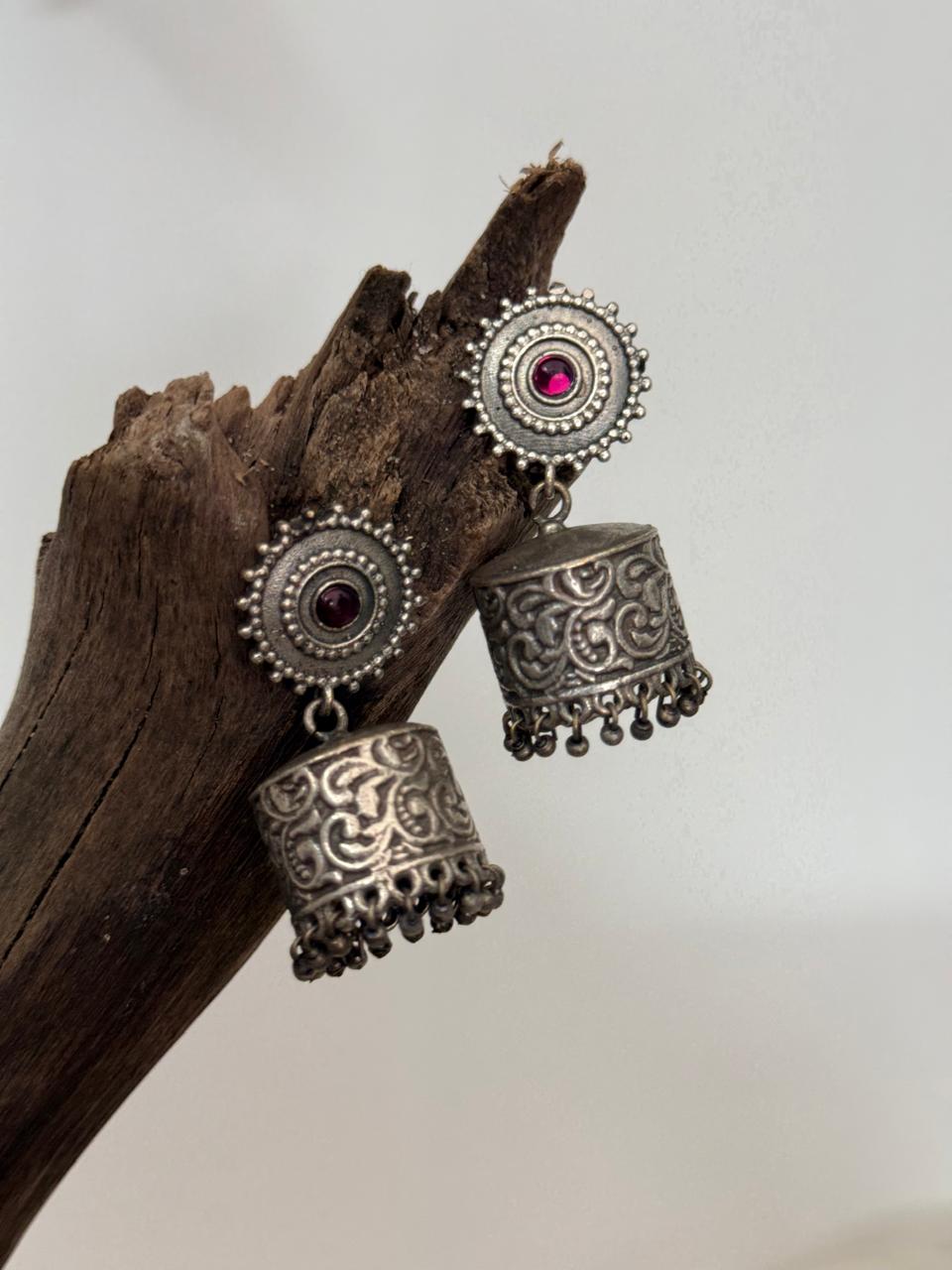 Silver Lookalike Drum Jhumka