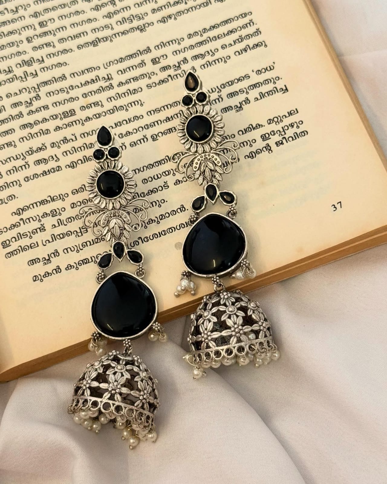 Silver Lookalike Black Layer Jhumka