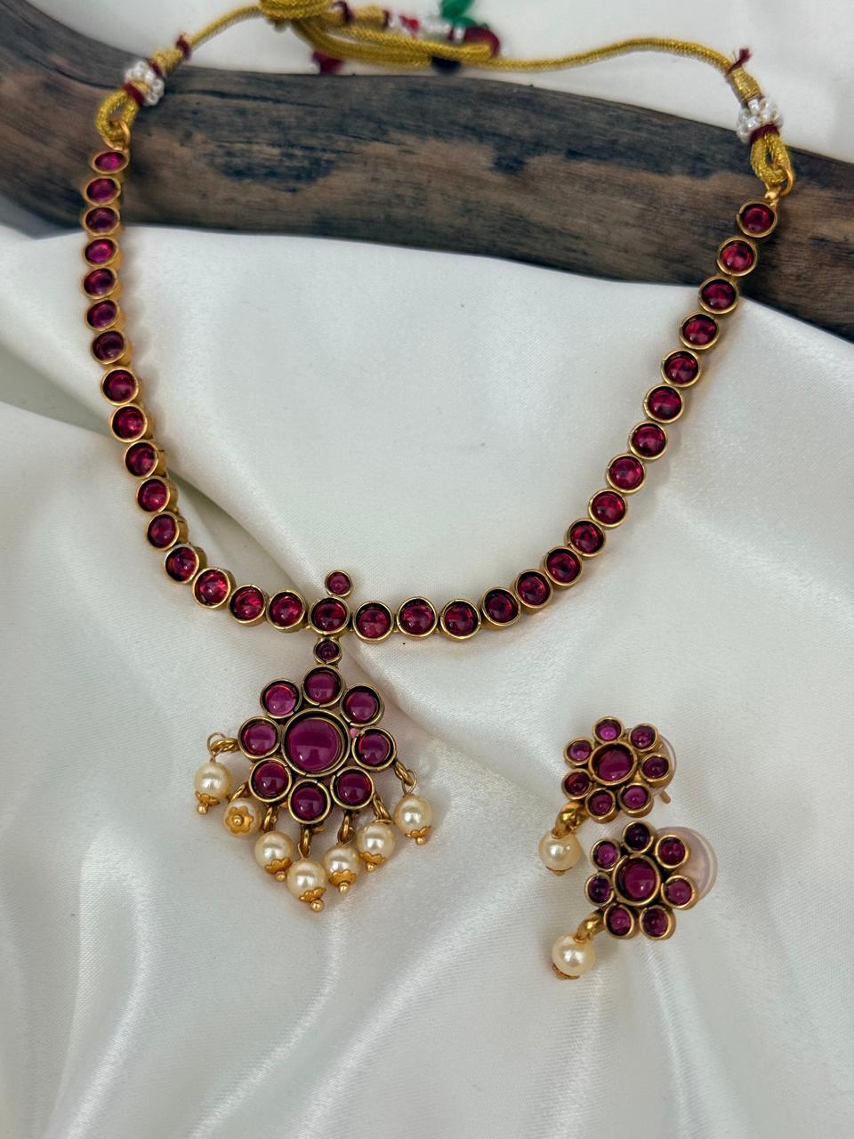 Ruby Attigai Gold Polished Necklace