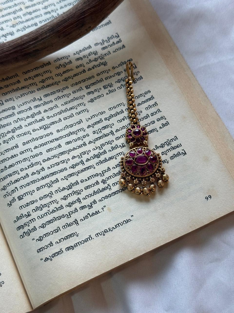 Premium Quality Non Idol Ruby Stone Maanga Tikka