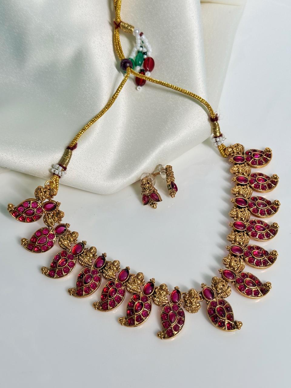 Ruby Lakshmi Mango Necklace With Earrings