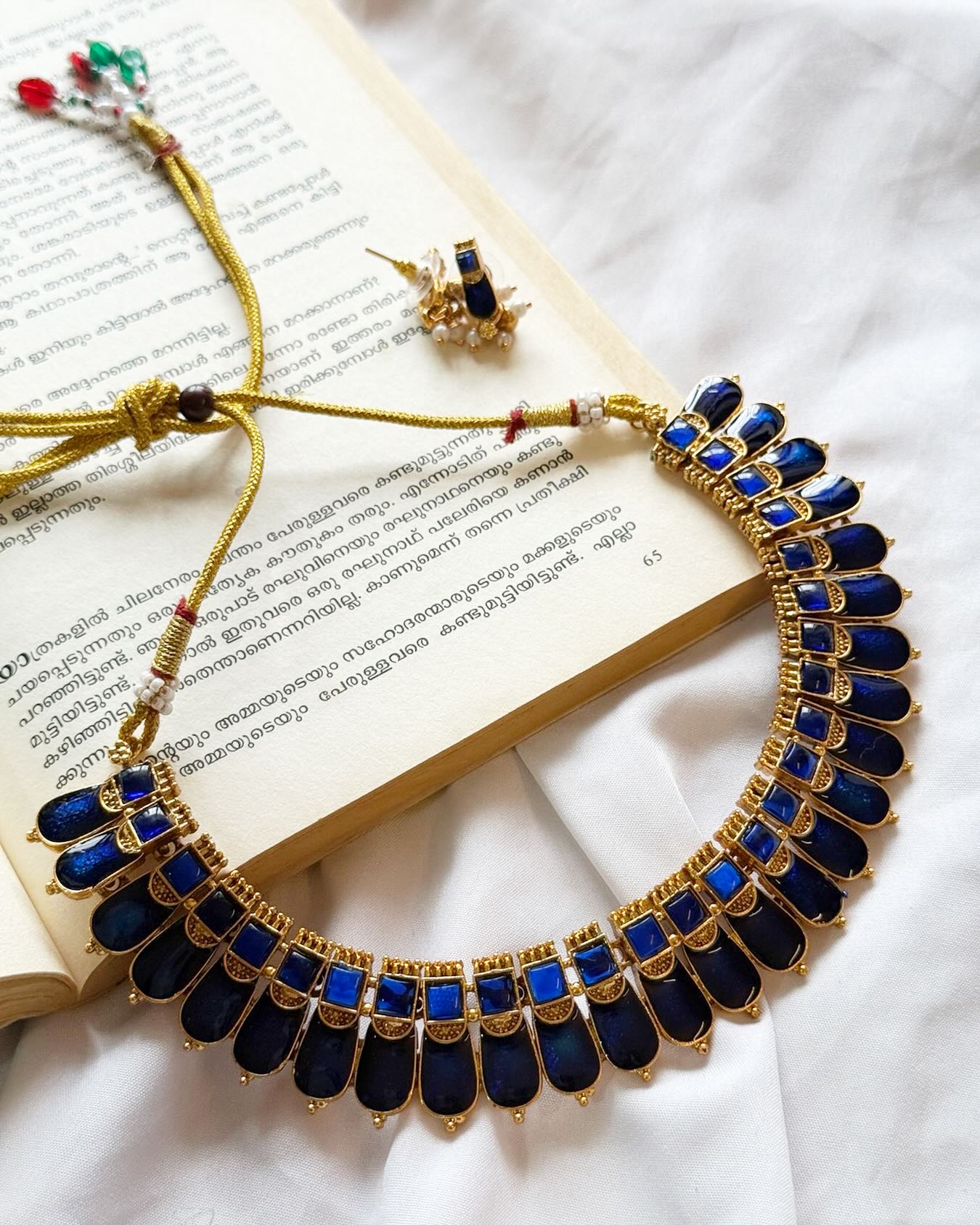 Blue Palakka Necklace With Earrings