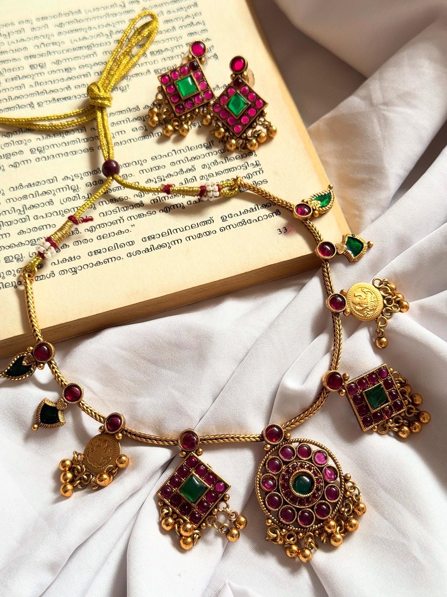 Multiple Pendants In Kemp Necklace With Earrings