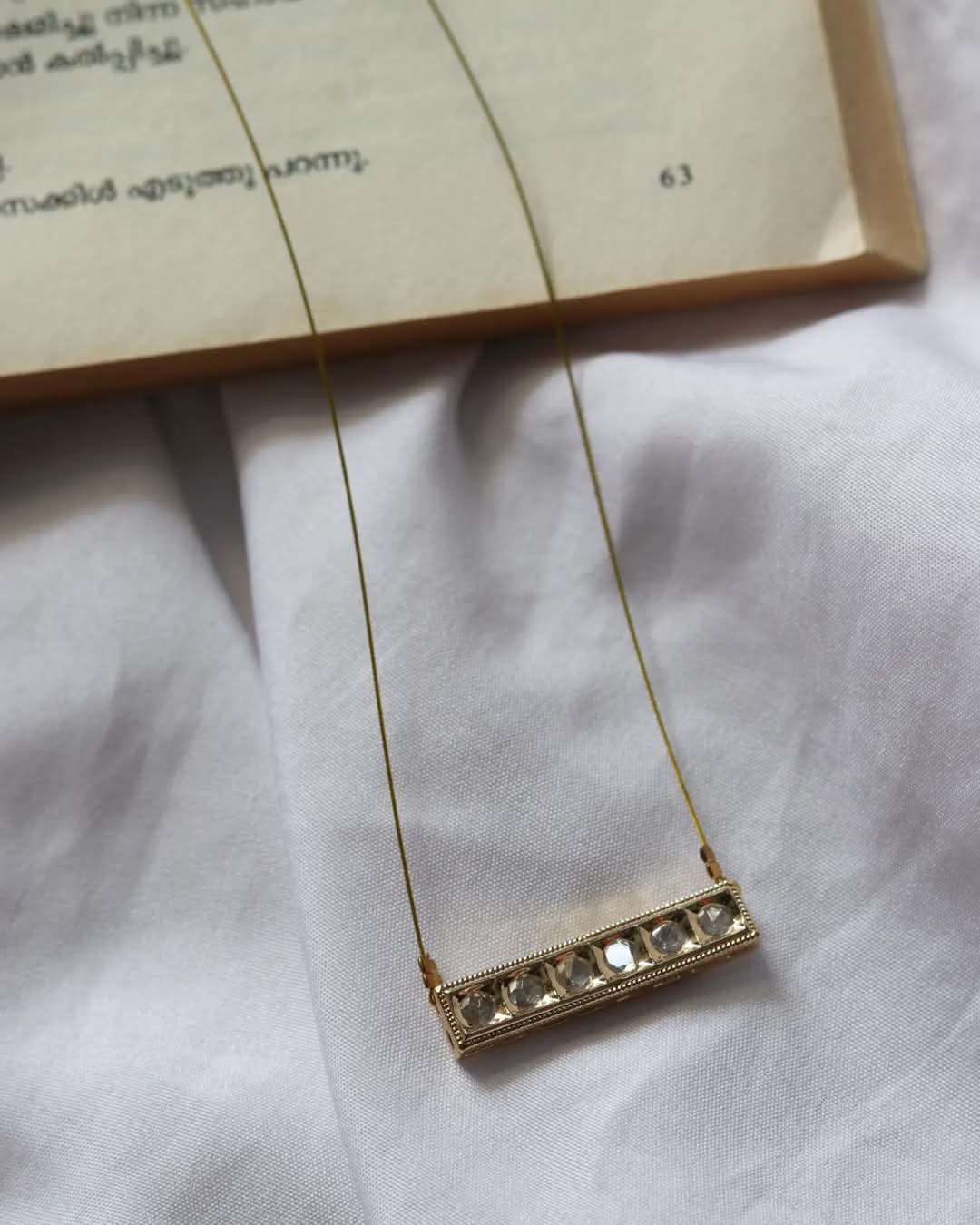 Moissanite Bar Pendant Handmade Necklace