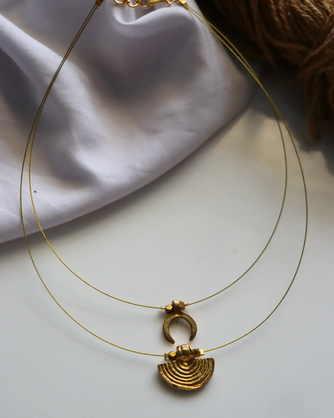 Double Layer Brass Charms Handmade Necklace