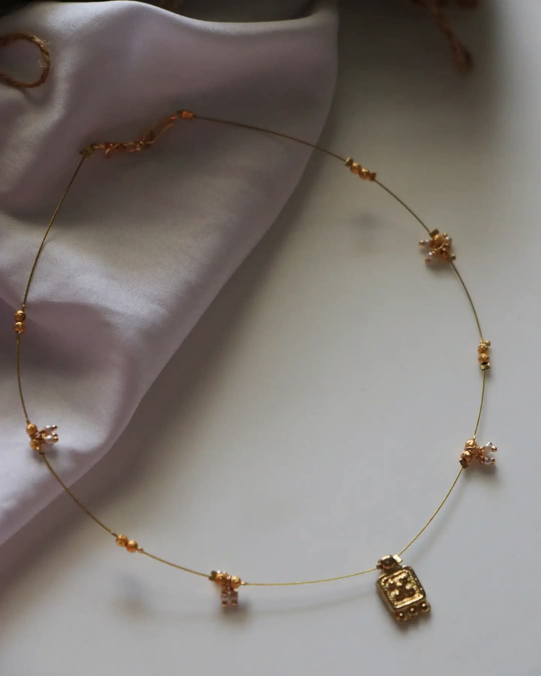 Brass Charms With Pearls Bunch Handmade Necklace