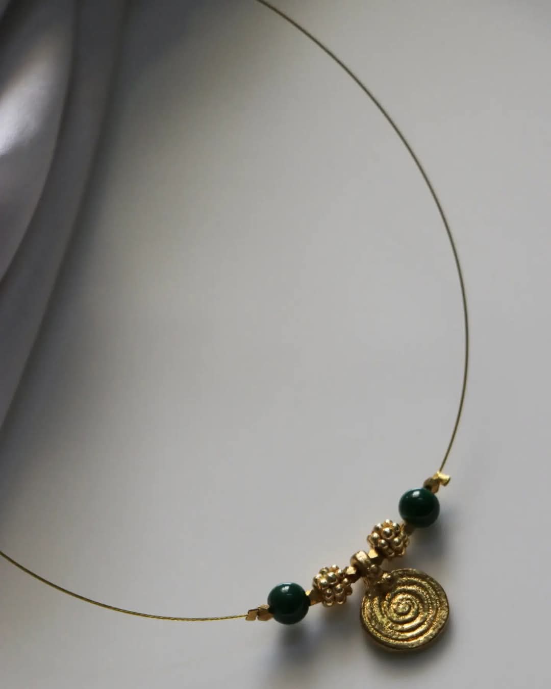 Brass Coin Charm With Flower Spacer And Beads Handmade Necklace