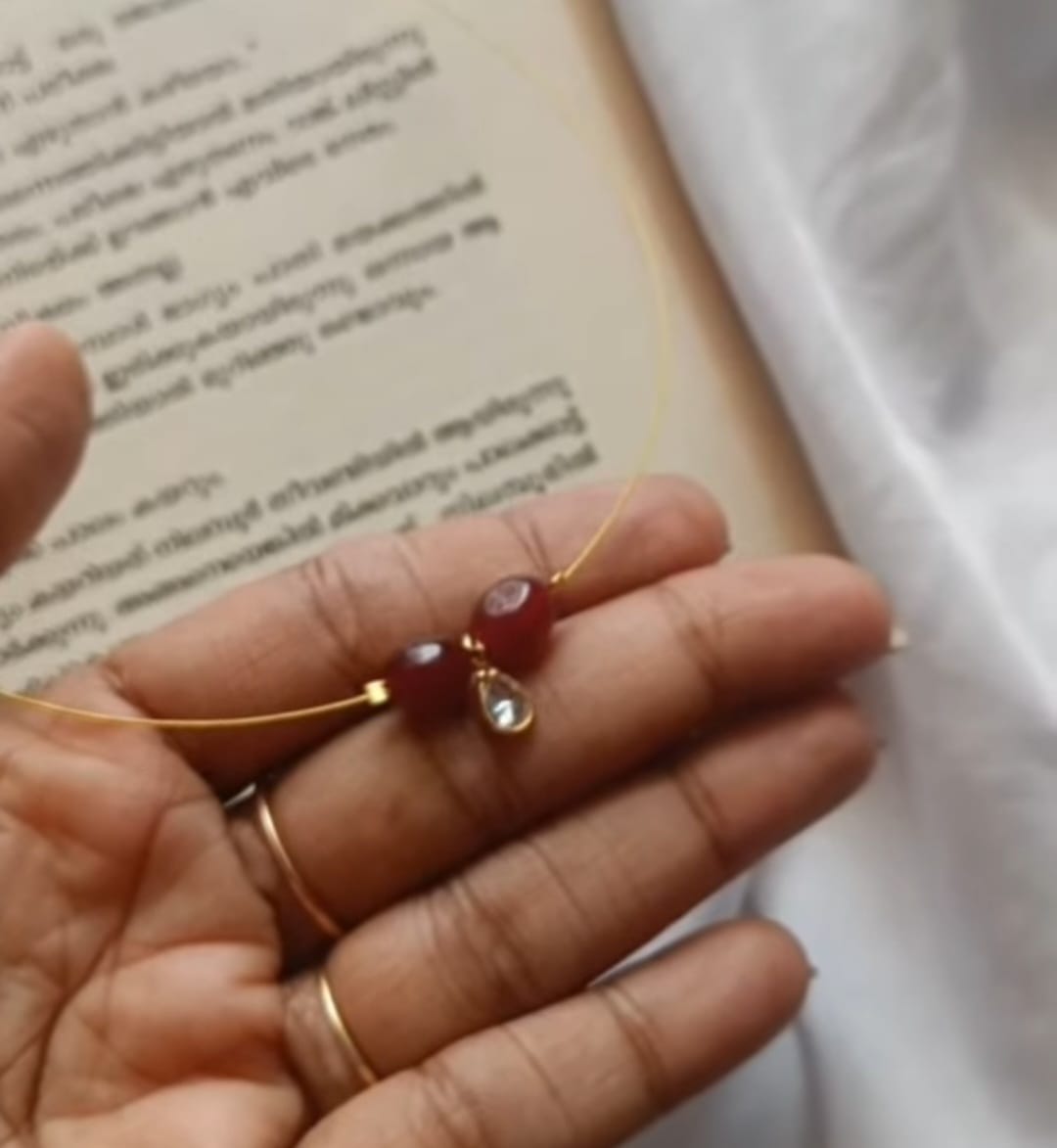 Polki Drop With Jade Stones Handmade Necklace