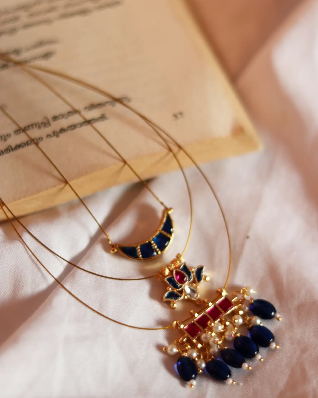 Triple Layer Jadau Kundan Necklace Handmade Necklace With Earrings