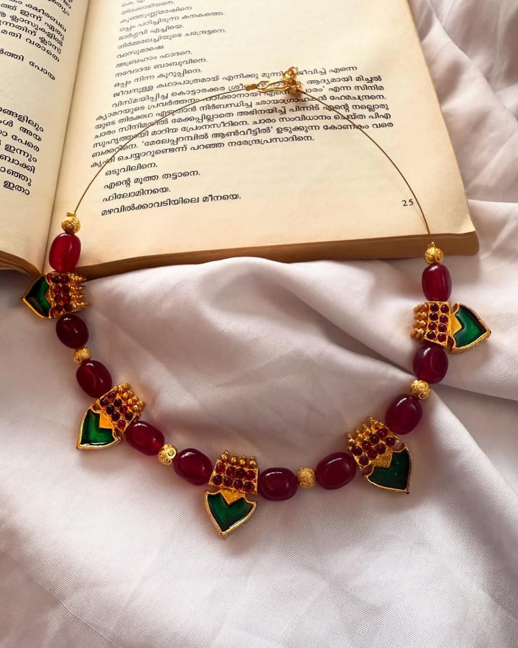 Palakka Pendants With Jade Stones Handmade Necklace