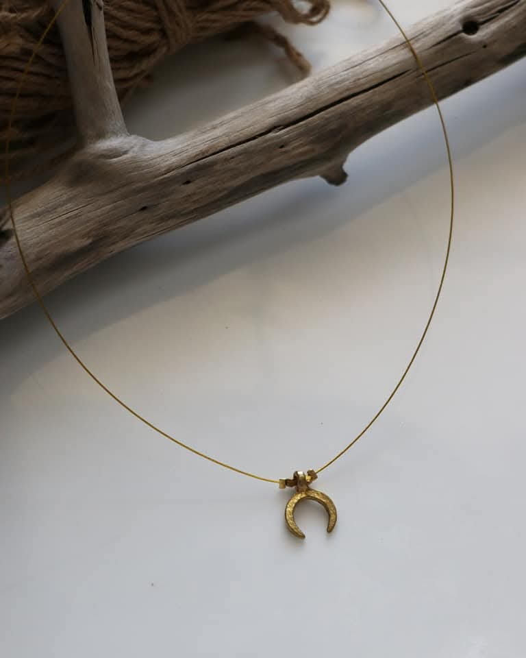 Single Pendant Inverted Moon Handmade Necklace