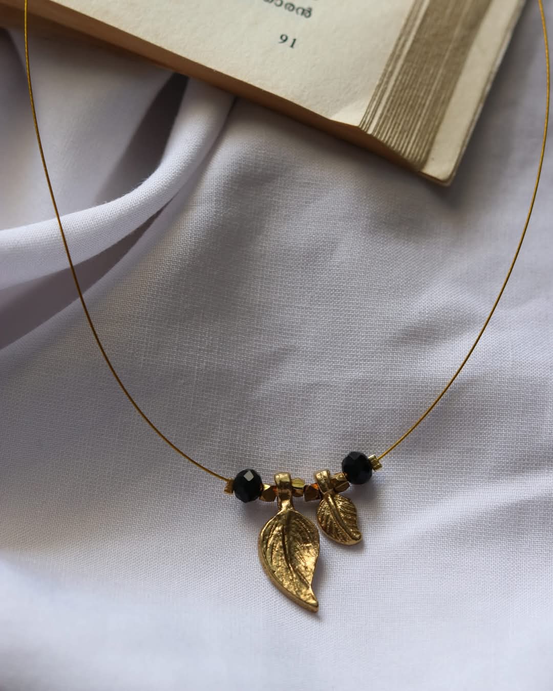 Double Brass Leaf Handmade Necklace