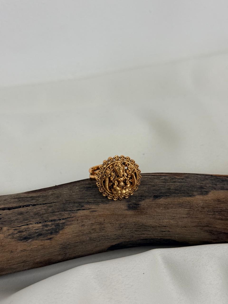 Premium Quality Lakshmi Idol In Round Gold Ring