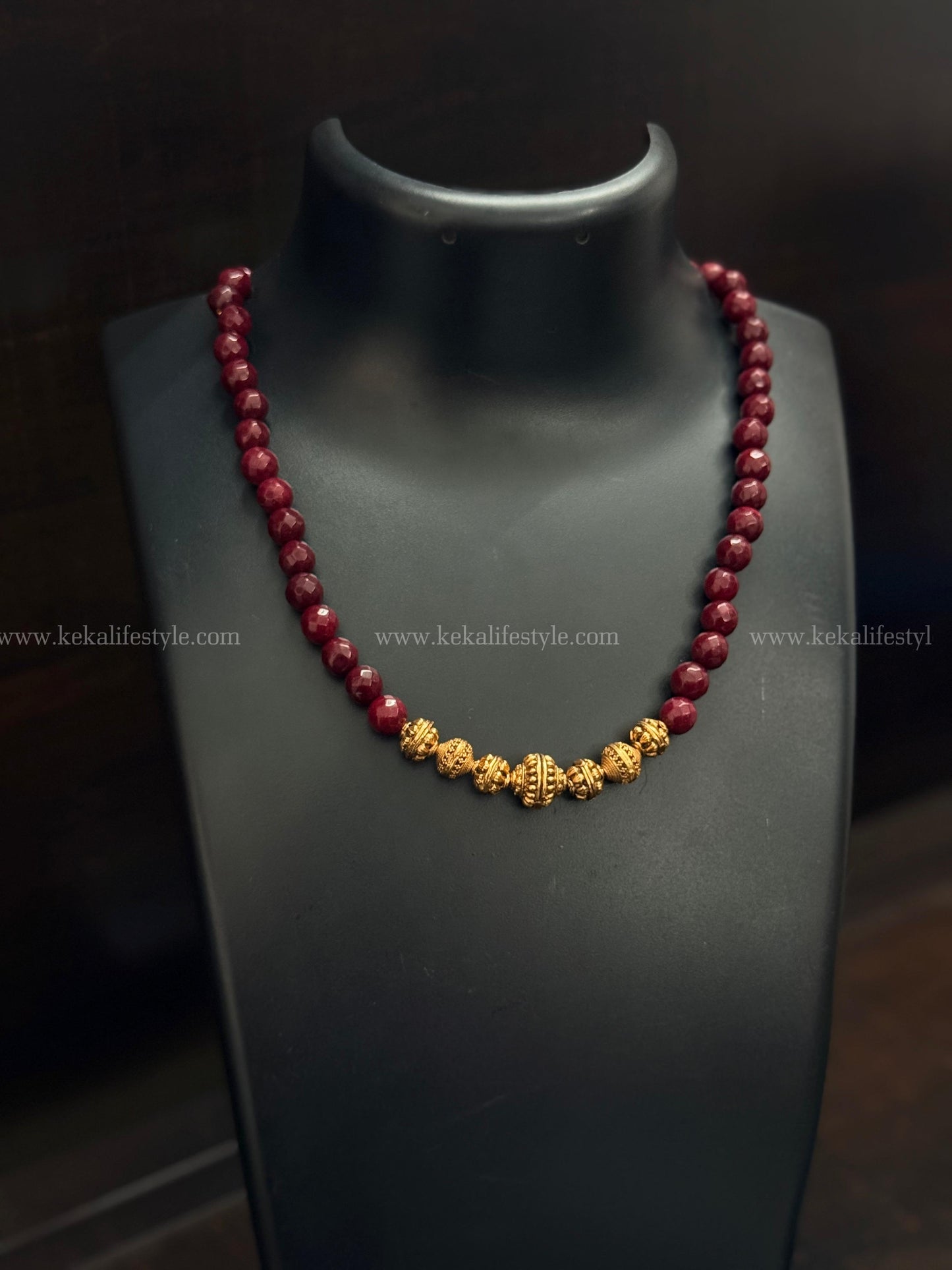 Semi precious beads with nakshi beads necklace