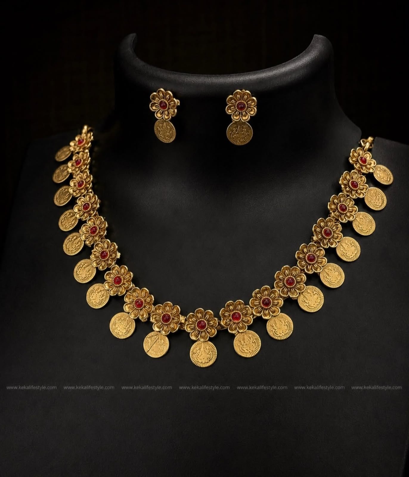 NGN0260 - coin flower necklace with earrings