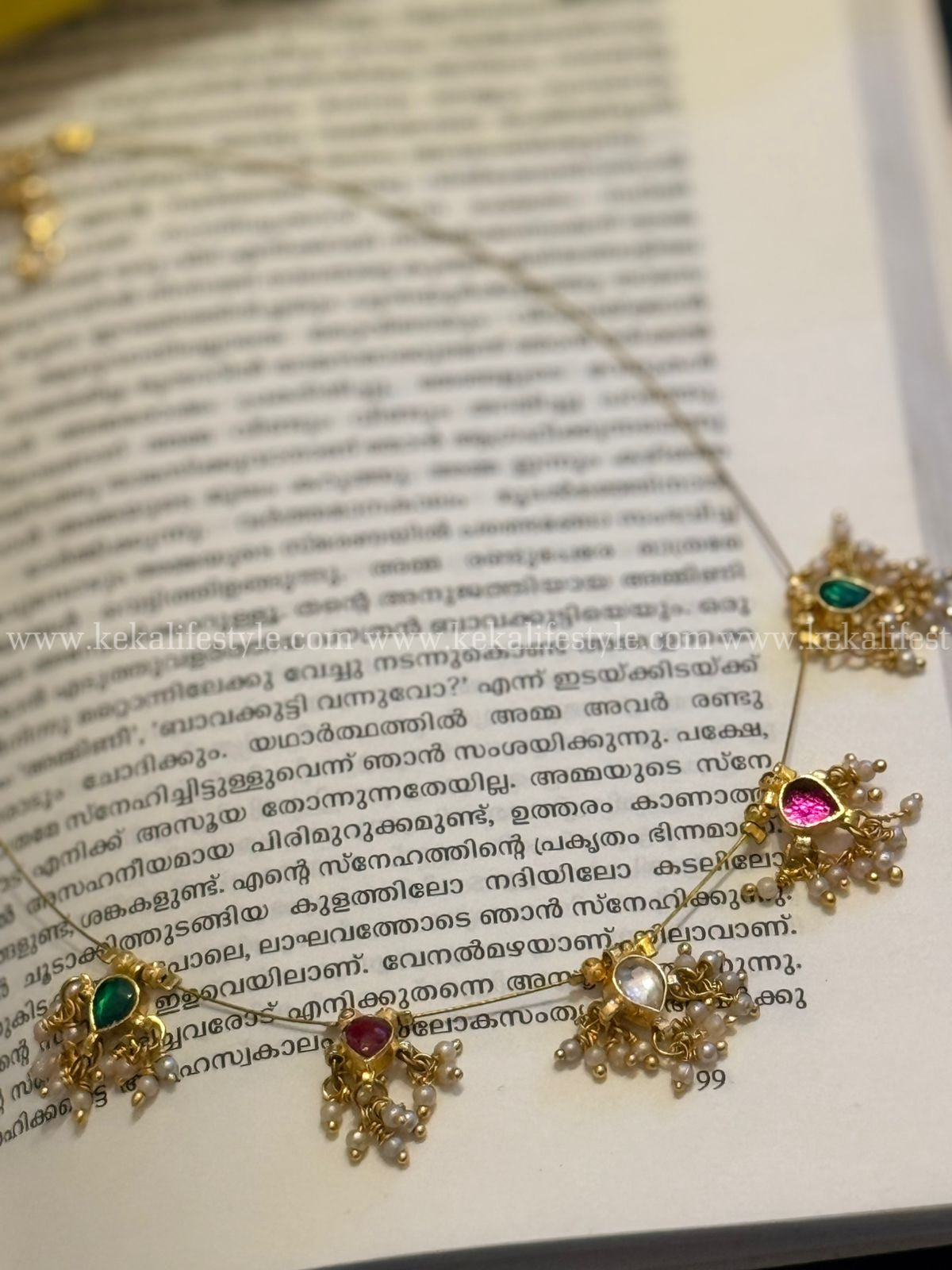 Manju warrier inspired multi colour jadau kundan necklace