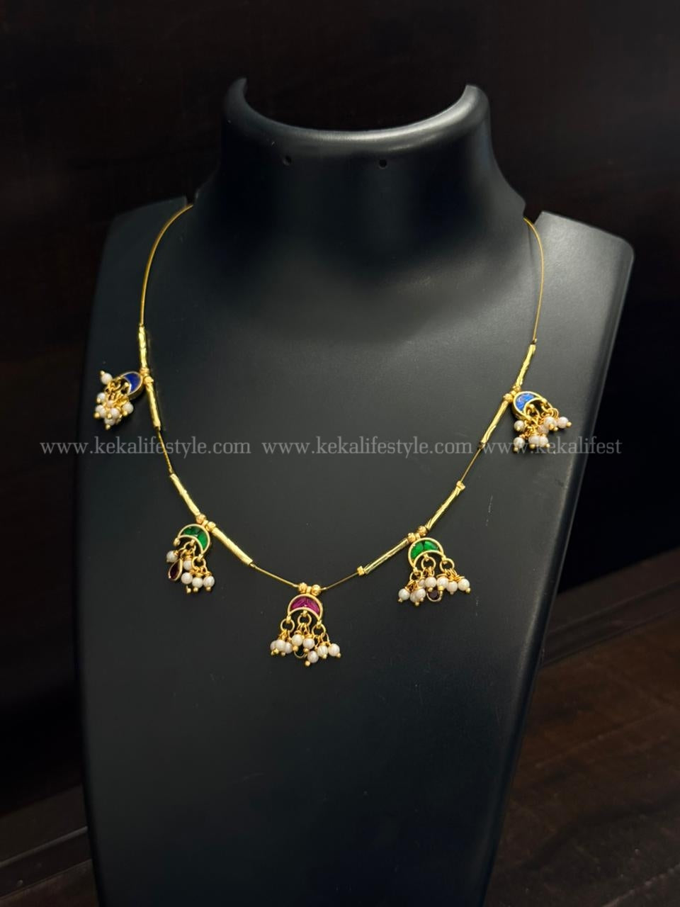 Jadau kundan multi colour moon charms Necklace