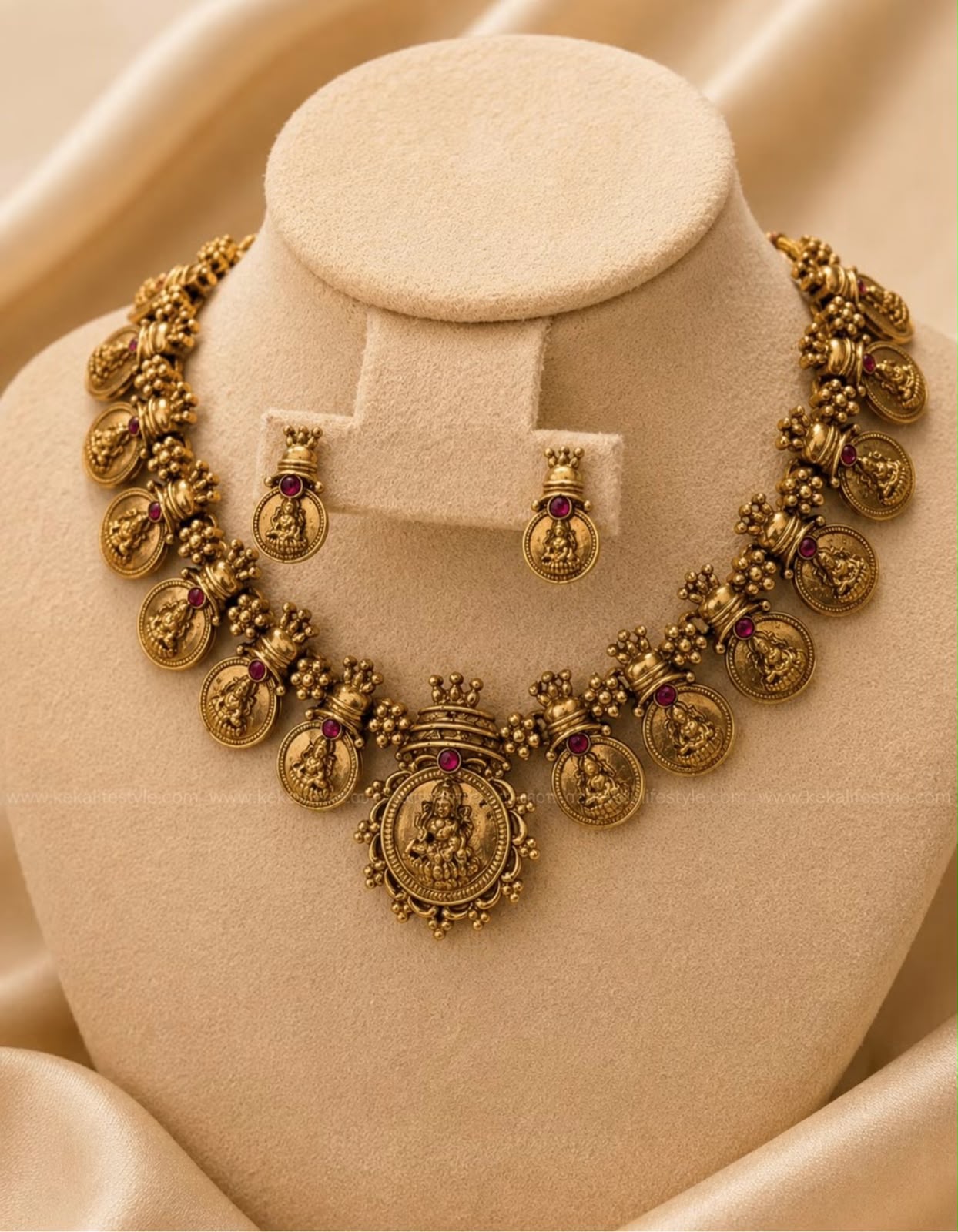 NGN0291 - Antique finished coin necklace with earrings