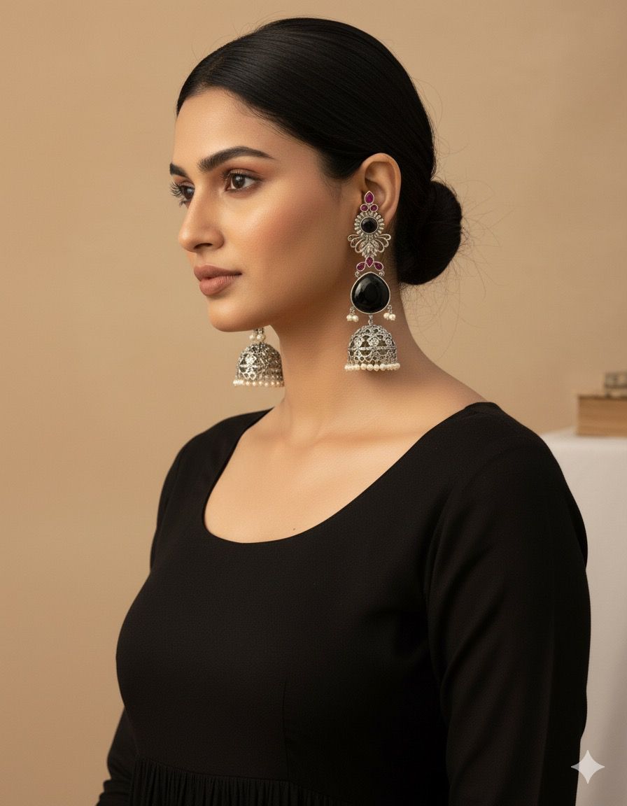 Silver Jhumkas