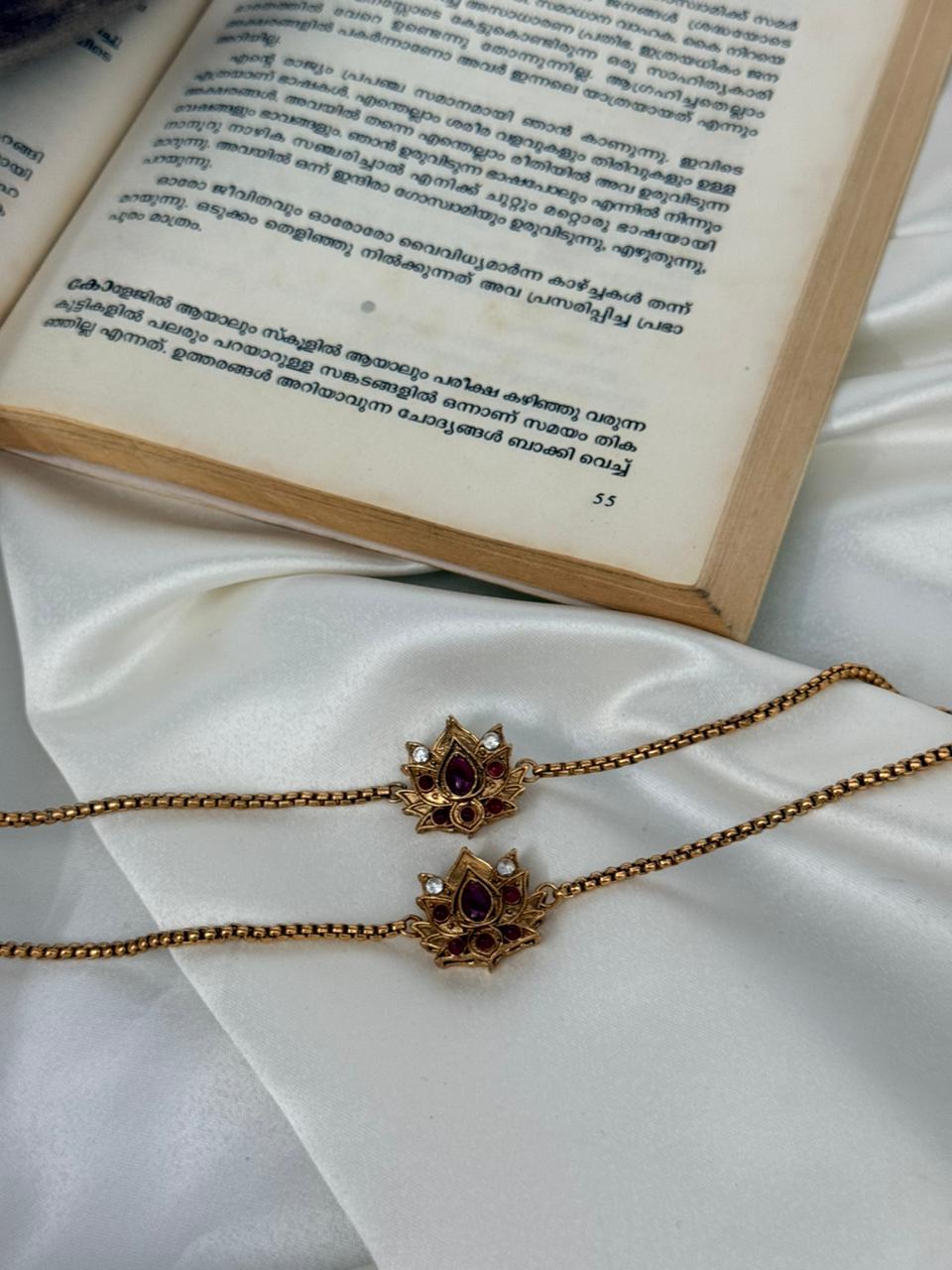 Ruby Lotus Gold Anklets