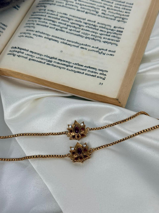 Ruby Lotus Gold Anklets