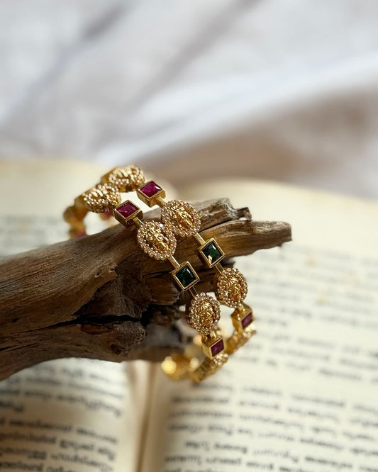 Ad Stone Lakshmi Gold Bangles