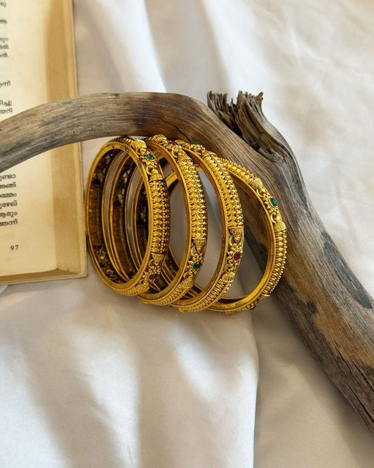 Multicolor Stones Gold Bangles