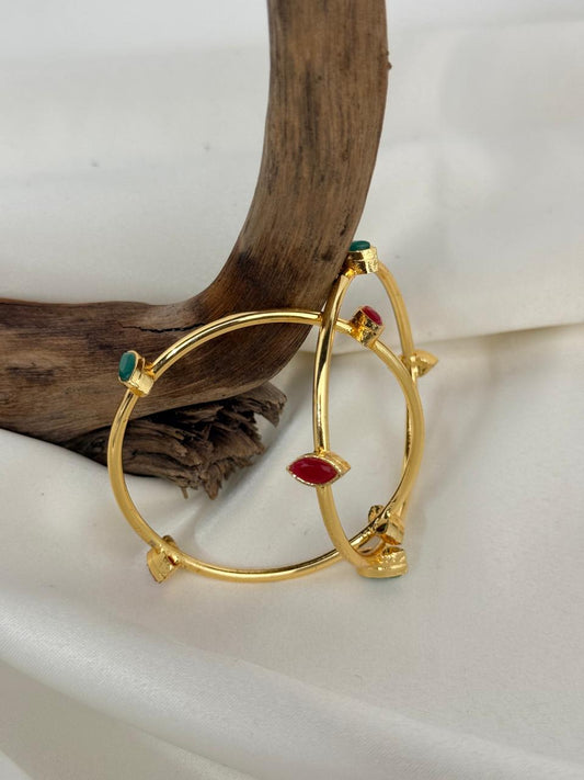 Multicolor Single Gold Bangles