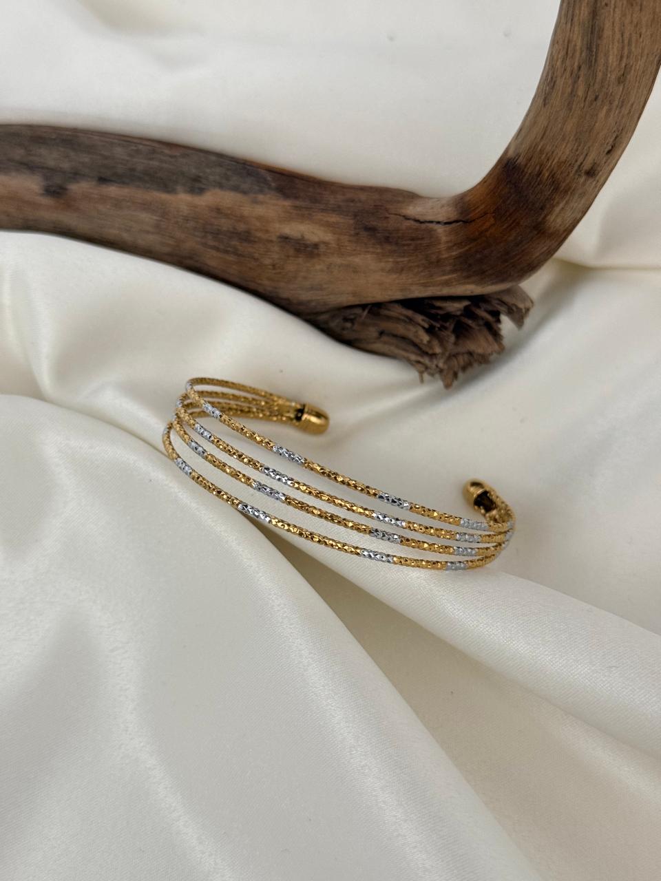 Dual Tone Adjustable Layer Gold Bangles