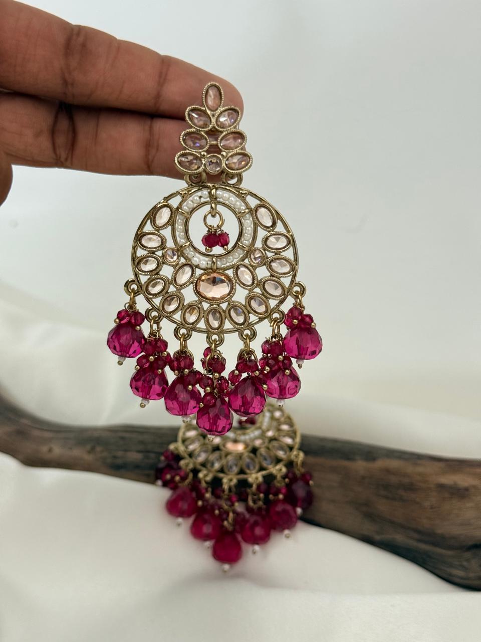 Party Wear Wine Droppings Gold Dangler