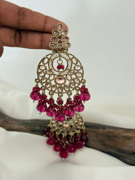 Party Wear Wine Droppings Gold Dangler