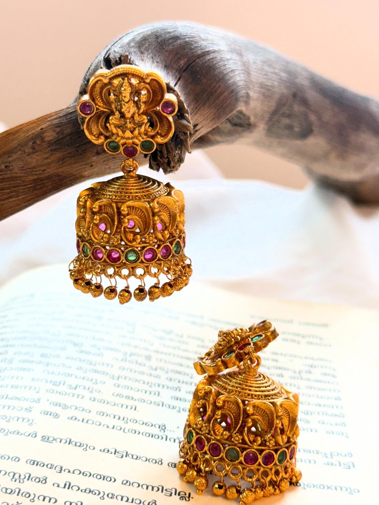 Premium Multicolor Gold Polished Jhumka
