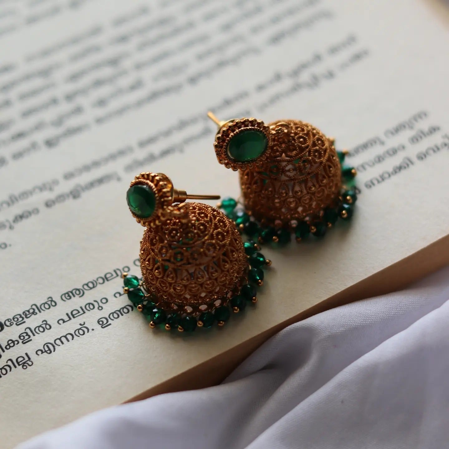 Emerald  Gold Jhumka
