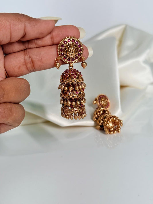 Premium Kemp Step Gold Jhumka