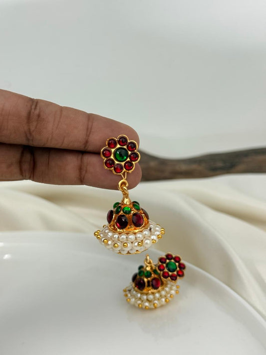 Double Layer Multicolor Gold Jhumka Round Stud