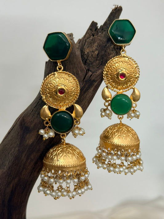 Green Enamelled Kashmiri Step Jhumka