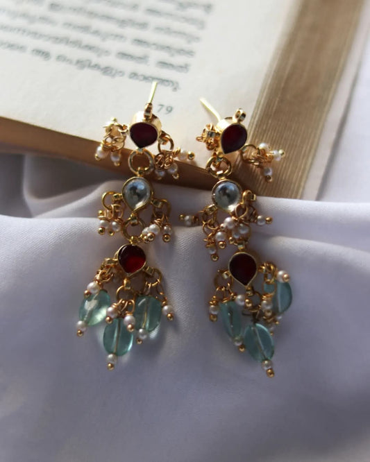 Jadau Kundan Single Stone Stud With Ghungroo Earrings