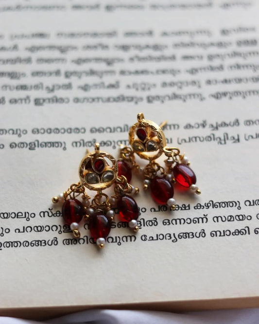 Jadau Kundan Stud With Beads Drops Earrings