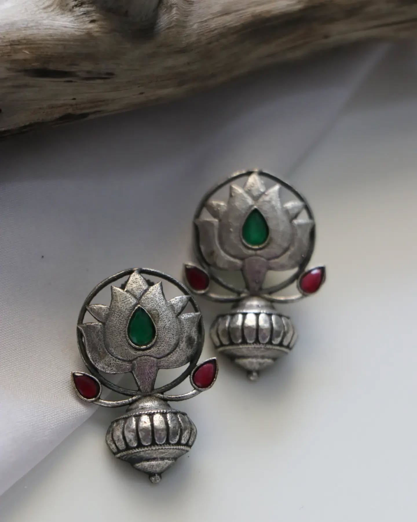 Silver LookalikeMulticolor Lotus Danglers