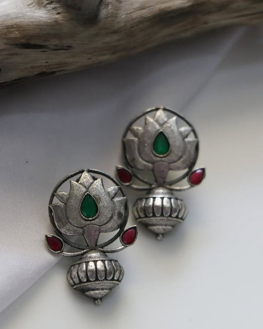 Silver LookalikeMulticolor Lotus Danglers