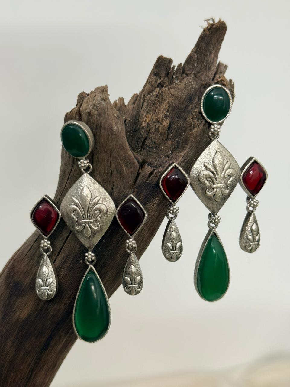 Silver Lookalike Multicolor Flower Motif Danglers