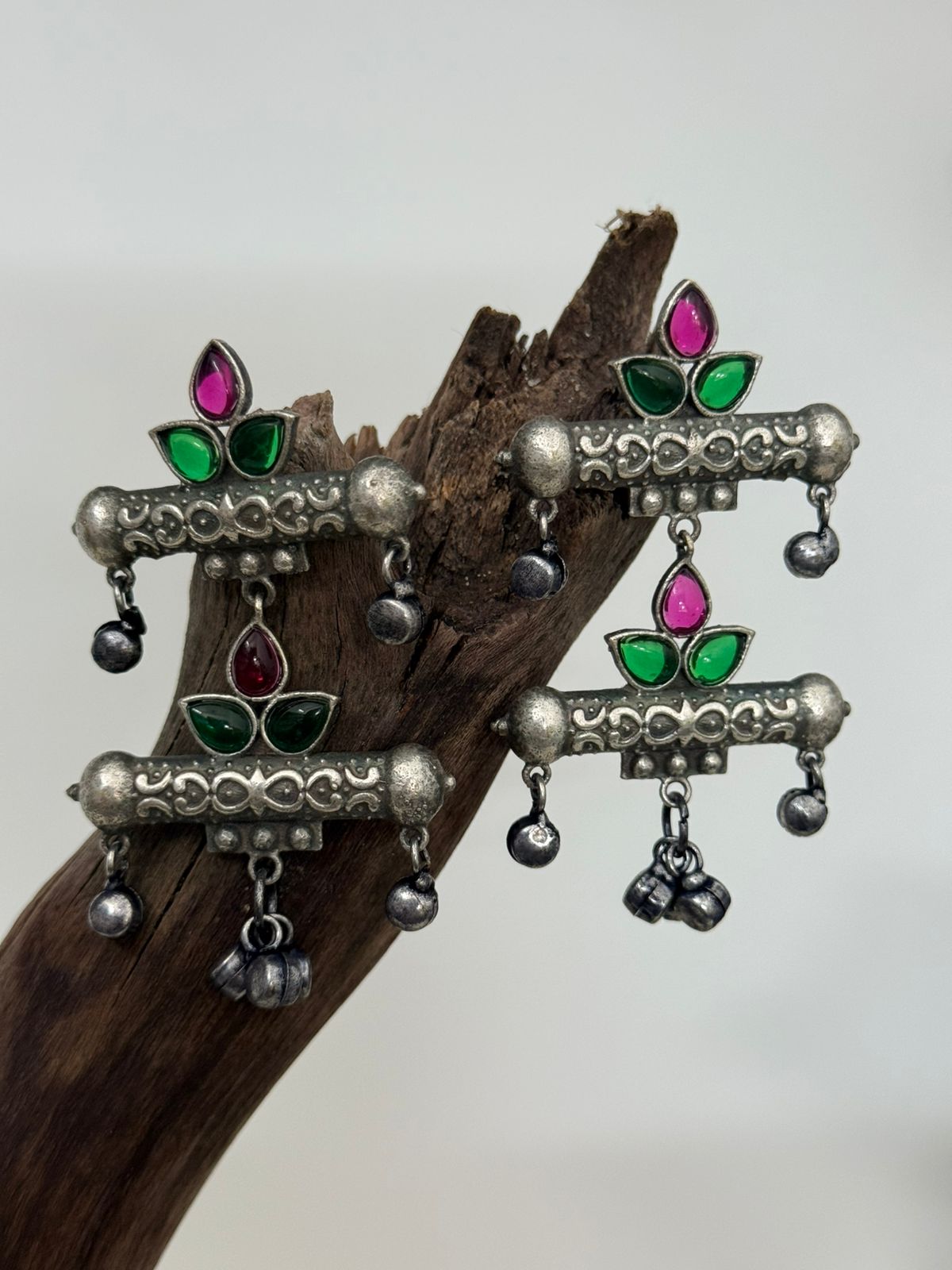 Silver Lookalike Multicolor Flower Motif Danglers