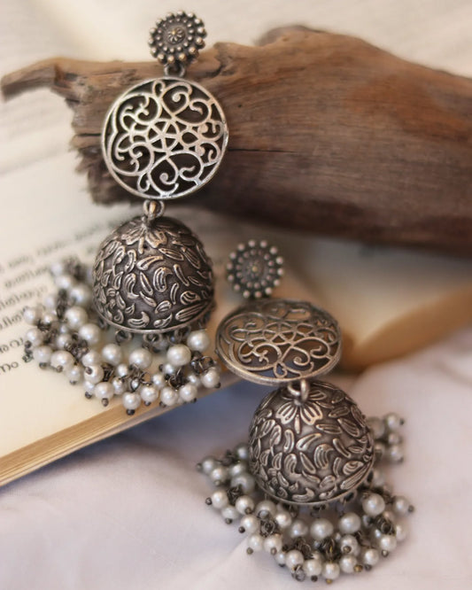 Silver Lookalike Layered Jhumka