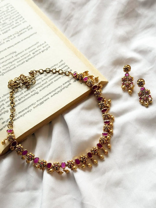 Premium Ruby Stone With Golden Gungroos