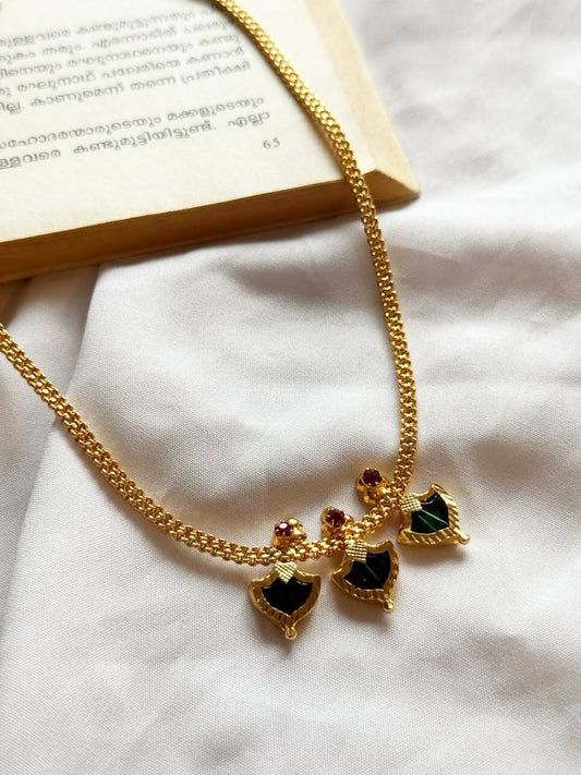 Tripple Palakka In Bombay Chain Gold Polished Necklace