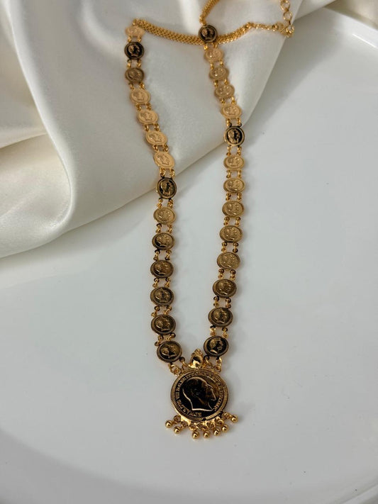 Non Idol Coin Chain Gold Polished Necklace